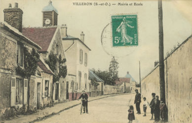Ancienne carte postale de la mairie de Villeron Ancienne carte postale de la mairie de Villeron